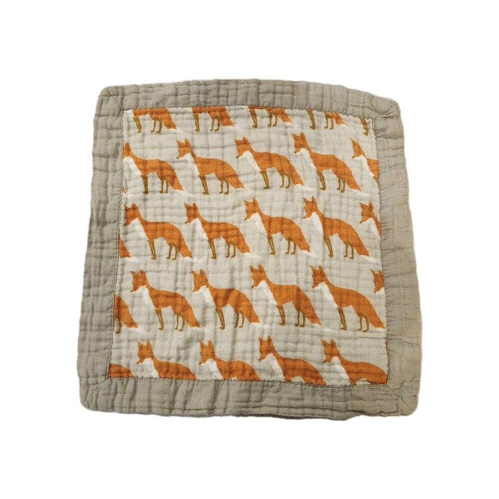 MILKBARN Orange Fox Bamboo Muslin Security Lovey Discounted print HTF